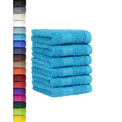 Afbeelding van BaSaTex Set van 6 handdoekenset voor gasten, handdoeken met ophanglus zacht katoen, 30 x 50 cm, gastendoekjes de handreiniging, Öko Tex Standard 100 gecertificeerd, turquoise