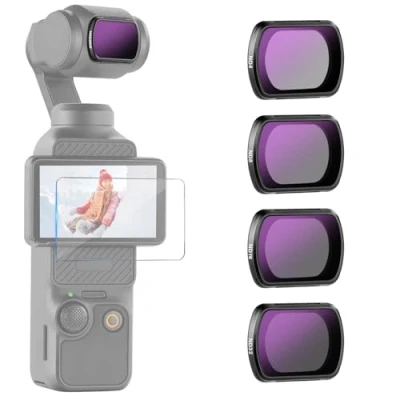 Afbeelding van NEEWER ND filterkit voor Pocket 3 (4 stuks), ND4 ND8 ND16 ND32, magnetische neutral density filter accessoireset met optisch HD glas, meerlaags, compatibel DJI Osmo Creator Combo, FL B02