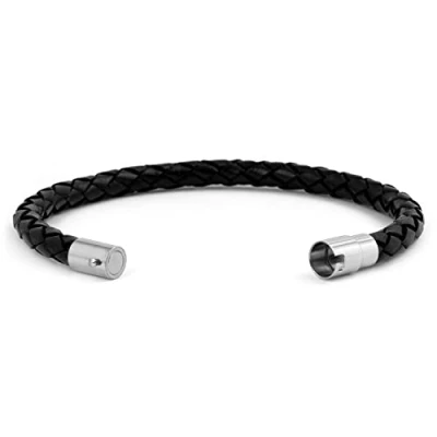 Afbeelding van Simaru Leren armband, stijlvol gevlochten patroon armband van premium Leer Made in Germany met roestvrijstalen bajonetsluiting voor dames en heren, XXL Handgelenkumfang von 20 21cm,