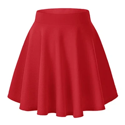 Afbeelding van Dames Basic Effen kleur Skaterrok Veelzijdig Elastisch Minirok(M, Rood)