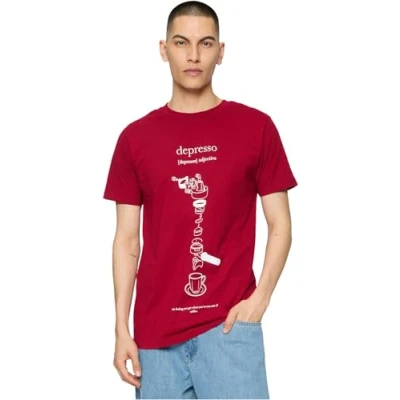 Afbeelding van Mister Tee Depresso Tshirt print, Heren, Maat: Medium, Ruby