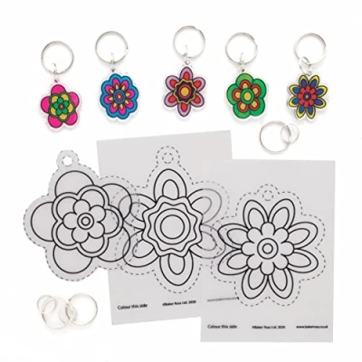 Afbeelding van Baker Ross Bloem Super Krimpsleutelhangers Pack van 8, Pasen Ambachten, Ambacht voor Kinderen (AX884)