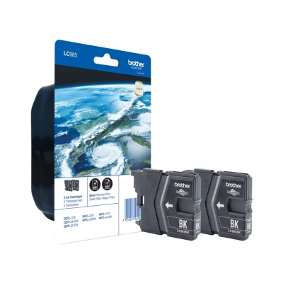 Afbeelding van Brother LC 985BKBP2 Inktcartridge Zwart Voordeelbundel 2 pack