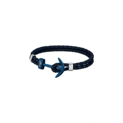 Afbeelding van Lotus style LS1832 2/A ankerarmband blauwkleurig staal blauw leer 21cm