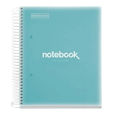 Afbeelding van Miquelrius Notitieboek, A5, notitieboek Emotions, 160 vellen, 90 g/m², geruit 5 x mm, 8 gekleurde strepen, spiraalbinding, deksel van polypropyleen, 2 gaten, hemelsblauw