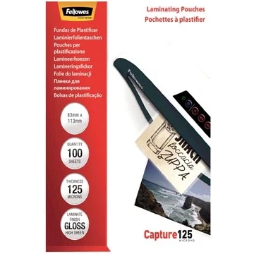 Afbeelding van Fellowes lamineerhoes Capture125 ft 83 x 113 mm, 250 micron (2 125 micron), pak van 100 stuks
