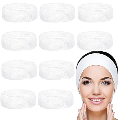 Afbeelding van Belle Vous Witte Spa Gezicht Hoofdbanden (10 Pak) Make up Hoofdband Aanpasbare Gezichts en Douche Band Handdoek om Haar Hoofd te Beschermen Voor Wassen, Baden Sport
