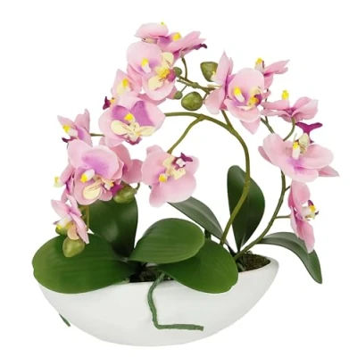 Afbeelding van Kunstorchidee in schaal, 27 cm, kunstbloem, kunstorchidee, phalaenopsis met pot, kunstplant, bruiloft, decoratie, vlinder, phalaenopsis, decoratieve bloem, zijden bloemen, bloemstukken, roze
