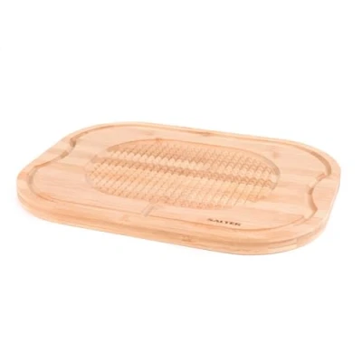 Afbeelding van Salter BW07271 Bamboo Wooden Carving Chopping Board, Serving Board/Platter for Meat Roasts &amp; Joints, Textured Surface, Built In Rest, Ideal Protecting Kitchen Worktops, 40 x 30 cm