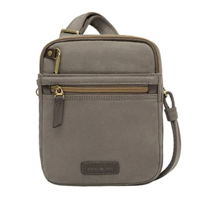 Afbeelding van Travelon Anti Diefstal Kleine Crossbody Tas Snijbestendig RFID Water en Vlekbestendig Steengrijs