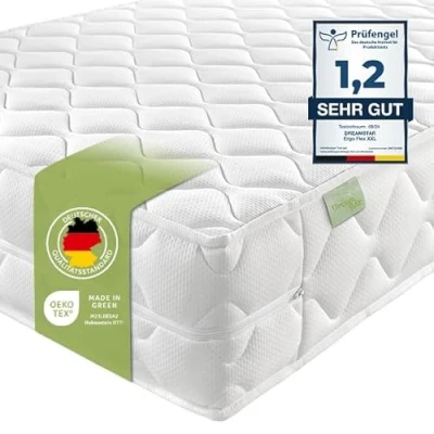 Afbeelding van Dreamstar Ergo Flex XXL Duo I Koudschuimmatras met 7 zones, 22 cm hoog, Öko Tex gecertificeerd, hardheidsgraad 2 en 3, 160 x 200