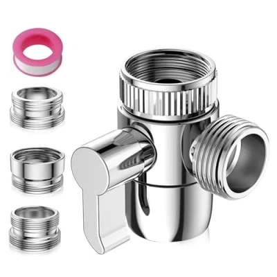 Afbeelding van 3 weg kraan omschakelventiel, omschakelventiel diverter ventiel messing met adapter voor M22 M24 G1/2 kranen keuken badkamer douchesysteem wastafel douche