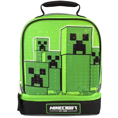Afbeelding van Minecraft Lunchbox voor Kinderen Ga op Avontuur met Jongens en Meisjes Creeper Groene Ritscompartiment Voedseltas Iconische Game Merchandise Draag het Gepixelde Elke Dag