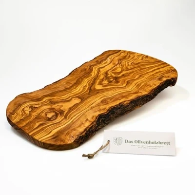 Afbeelding van das Olivenholzbrett Snijplank, broodplank, ontbijtplank in natuurlijke snede 40 cm