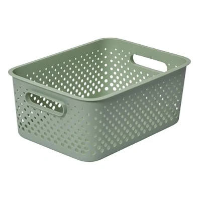 Afbeelding van SmartStore Opbergmand met handgrepen in groen 11,4 L (36,5 x 27 15 cm) plastic opbergbak van gerecycled Essence opbergdoos past op A4 papier Opslag 10 jaar garantie