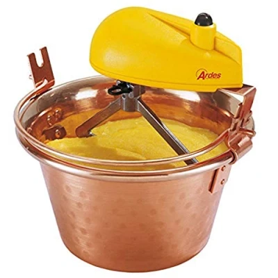 Afbeelding van ARDES AR24AM60 koperen pot diameter 26 cm polenta mixer jam, roerwerk met elektromotor, bajonetaansluiting voor eenvoudige reiniging, draaischijf 4/7 porties
