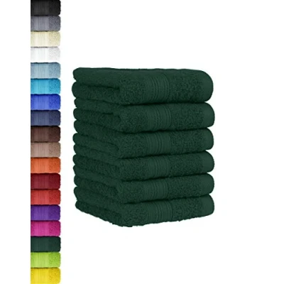 Afbeelding van BaSaTex Set van 6 handdoekenset voor gasten, handdoeken met ophanglus zacht katoen, 30 x 50 cm, gastendoekjes de handreiniging, Öko Tex Standard 100 gecertificeerd, donkergroen