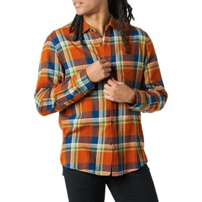 Afbeelding van Amazon Essentials Men&#039;s Flanellen overhemd met lange mouwen (verkrijgbaar in grote en maten), Blauw Roest Oranje Plaid, XL