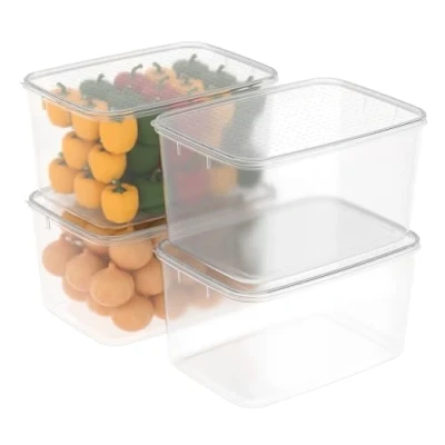Afbeelding van Cetomo 7L x 4 voedselopslagcontainers, magnetron, vriezer en vaatwasmachinebestendig, lunchdozen, koelkast organizer bakken met deksel