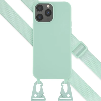 Afbeelding van Apple iPhone 13 Pro Max Hoesje Siliconen en TPU (zacht) Selencia Softcase/Koordhoesje/Backcover Turquoise Telefoonhoesje