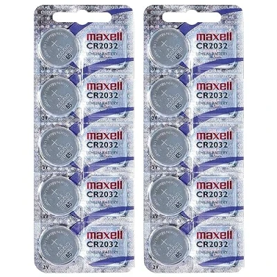 Afbeelding van Maxell 10 stuks CR2032 batterijen (lithium knoopcel 3 V batterij in 2 x 5 knoopcellen)