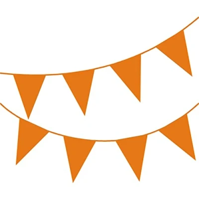 Afbeelding van Happium 10 m effen kleur vlaggen banner wimpel feest decoratie slinger (oranje),perfect voor verjaardagen, bruiloften, themafeesten, feestdagen en andere speciale evenementen.