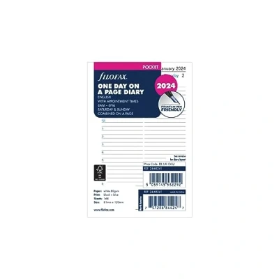 Afbeelding van Filofax Zakdag per pagina Engels afsprakendagboek 2024, wit
