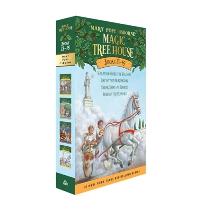 Afbeelding van Magic Tree House Books 13 16 Boxed Set: Vacation Under the Volcano/Day of Dragon King/Viking Ships at Sunrise/Hour Olympics