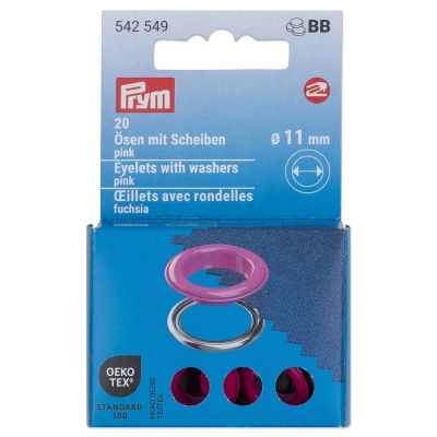 Afbeelding van Oogjes met sluitringen [20 stuks Ø 11 mm] Prym pink/zilver metallic roze Oeko Tex ️ Standard 100