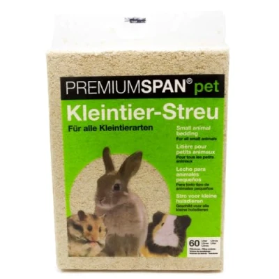Afbeelding van PREMIUMSPAN pet kleine dieren strooi schaafspaan, 60 l 3,5 kg