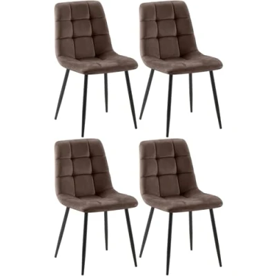 Afbeelding van CLP Antibes Set van 4 eetkamerstoelen Zonder armleuning Velvet donkergrijs
