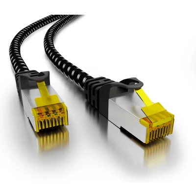 Afbeelding van Cat 7 F/FTP Netwerkkabel Patchkabel Afgeschermd Nylon braid mantel 10 Gbps 1 meter Zwart Allteq