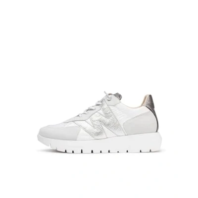 Afbeelding van Wonders Sneakers laag, Dames, Maat: 36, Silver Leer en textiel
