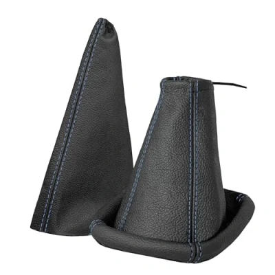 Afbeelding van Schakelzak en handremmanchet compatibel met Opel Corsa C Bj. 2000 2006 auto accessoires interieur versnellingspook afdekking als set van echt leer in zwarte