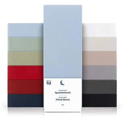 Afbeelding van Blumtal Hoeslaken Microvezel 180 x 200 cm Oeko Tex gecertificeerd tot 25 Matrashoogte Lichtblauw
