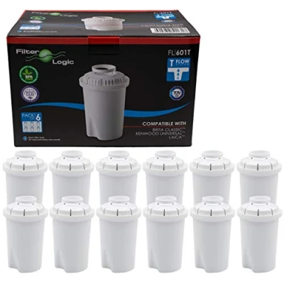 Afbeelding van FilterLogic FL601T 12 Pack Waterfilter compatibel met Brita Classic Filterpatronen voor Waterfilterkannen en kokers Tafelwater Filter Waterfiltersysteem 205386