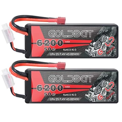 Afbeelding van GOLDBAT 7.4V Lipo 6200 mAh 2S 50C RC Battery Hard Case with Dean Plug for Evader BX Car Truggy Airplane UAV Drone FPV (2Packs)