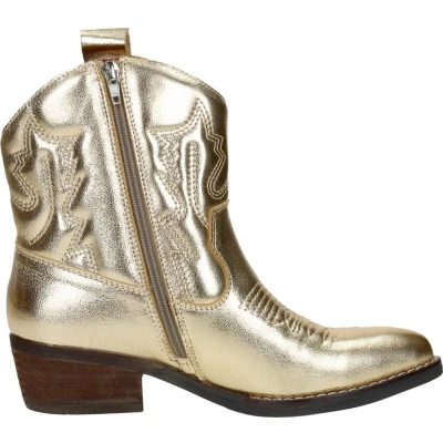 Afbeelding van SUB55 Western Cowboy/Bikerlaarsjes, Dames, Maat: 37, Goudkleur Veloursleer