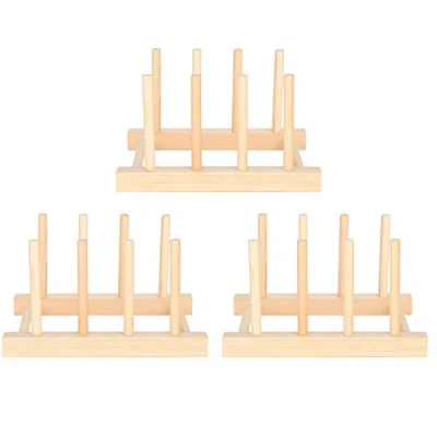 Afbeelding van 3 Set Houten Afvoer Afdruiprek Keuken Kom Dinerbord Opbergrek Bordenrek/Pannen/Kopjes Afdruiprek, Keukengerei