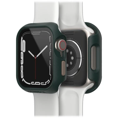 Afbeelding van OtterBox Eclipse Watch bumper met geïntegreerde glazen schermbeschermer voor Apple Series 9/8/7 41mm, gehard glas, valbestendig, slanke beschermhoes Watch, Groen/Grijs