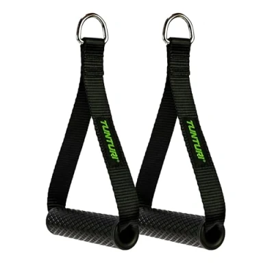 Afbeelding van Tunturi Strap handle cable handles met D ring per paar Zwart