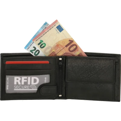 Afbeelding van Heren Portemonnee Bilfold Echt Leer Zwart RFID
