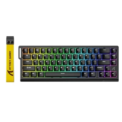 Afbeelding van ATTACK SHARK X68 HE 8000Hz Rapid Trigger toetsenbord, 0,01 mm RT nauwkeurigheid, bekabeld RGB 60% gaming toetsenbord met magnetische schakelaars, instelbare bediening, snap tap, voor pc/Mac, zwart