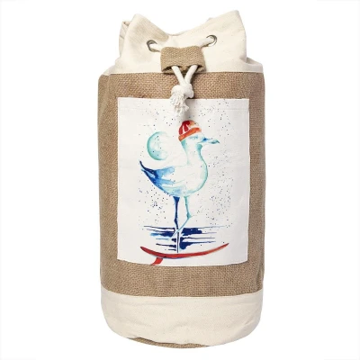 Afbeelding van Anemoss Seagull Plunjezak Jute Tas Strandtas Riet Strandtassen Dames