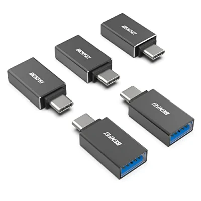 Afbeelding van USB C naar 3.0 adapter, 5 stuks BENFEI man vrouw compatibel met MacBook 2018 2017 2016, Samsung Galaxy Note 8, S8 + S9, Google Pixel, Nexus, zwart