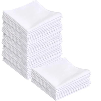 Afbeelding van BUYGOO 25 stuks zakdoeken, katoen, stoffen 28 x cm, stof, heren, dames en wit, kleine zakdoeken voor vrouwen mannen
