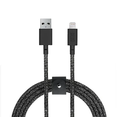 Afbeelding van Native Union Riemkabel XL 3m Ultra sterke versterkte [MFi gecertificeerd] Lightning naar USB A hoge snelheid oplaadkabel met lederen riem compatibel iPhone/iPad (Cosmos)