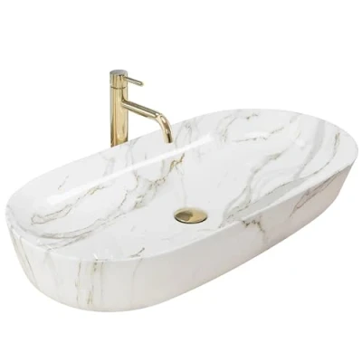 Afbeelding van REA Cleo Opzetwastafel Waskom 81 x 41 135 cm Aiax Shiny