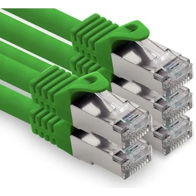 Afbeelding van freiwerk 0,5 m groen verpakking van 5 CAT.7 netwerkkabel Lan Ethernet patchkabel s FTP LSZH PIMF 10GB RJ45 plug Cat6a