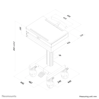 Afbeelding van Neomounts MED M100 Medisch mobiel werkstation 17 inch max 5 kg g
